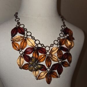 ​2028 Jewelry Amber & Cognac Bee Statement Bib Necklace